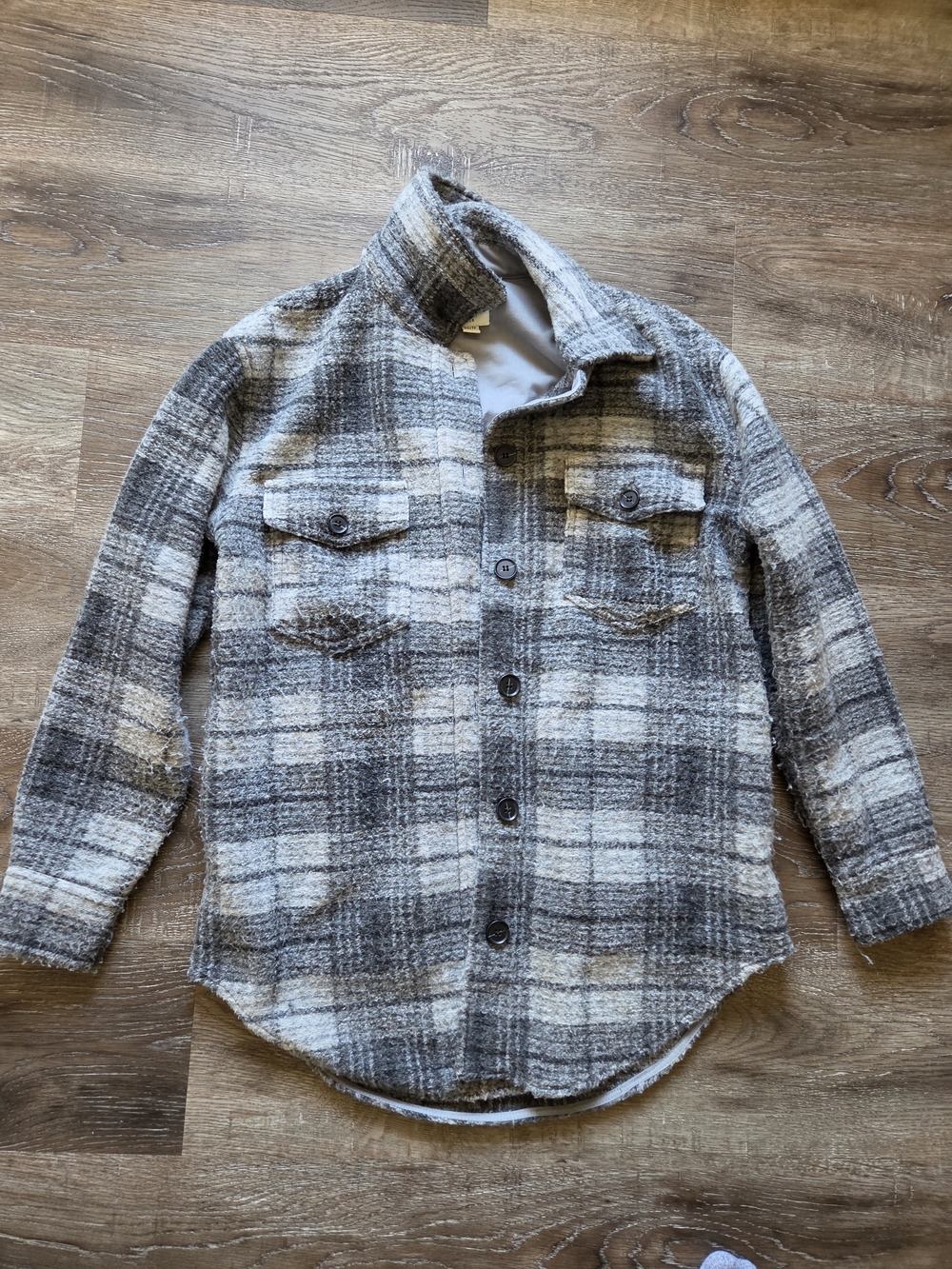 Womans Gray And White Shacket In Gray/White